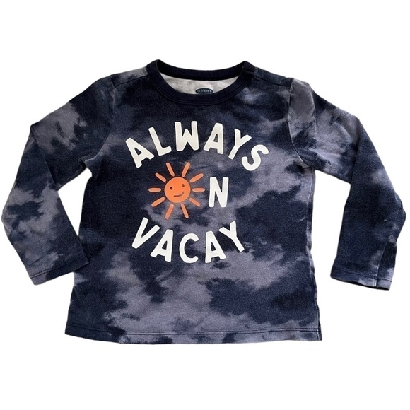 OLD Navy casual blue watercolor graphic design shirt/pullover long sleeves Boy3T - Picture 2 of 12